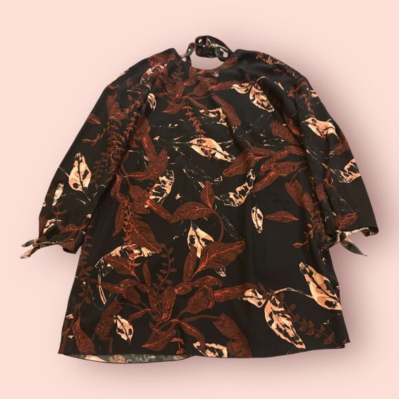 Wilfred Dresses & Skirts - Wilfred Pozzi Dress Women's Medium Multi Leaf Print Long Sleeve Tie Back
